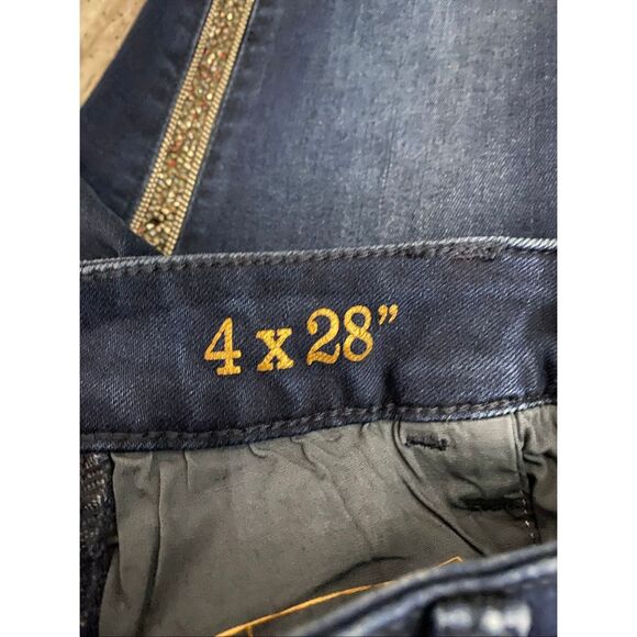 Tommy Bahama High Rise Ankle Jeans Rhinestone Tuxedo Stripe Women’s Sz 4x28 - Picture 5 of 10